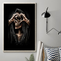 Reaper Heart Canvas Wall Art Eternal Embrace - Uniting Souls in the Realm of Skulls - Wonder Print Shop