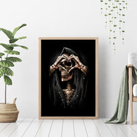 Reaper Heart Canvas Wall Art Eternal Embrace - Uniting Souls in the Realm of Skulls - Wonder Print Shop