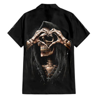 Reaper Heart Hawaiian Shirt Eternal Embrace - Uniting Souls in the Realm of Skulls - Wonder Print Shop