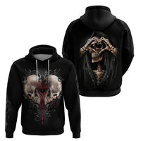 Reaper Heart Hoodie Eternal Embrace - Uniting Souls in the Realm of Skulls - Wonder Print Shop