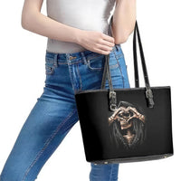 Reaper Heart Leather Tote Bag Eternal Embrace - Uniting Souls in the Realm of Skulls - Wonder Print Shop