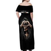 Reaper Heart Off Shoulder Maxi Dress Eternal Embrace - Uniting Souls in the Realm of Skulls - Wonder Print Shop