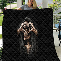 Reaper Heart Quilt Eternal Embrace - Uniting Souls in the Realm of Skulls - Wonder Print Shop