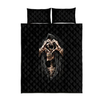 Reaper Heart Quilt Bed Set Eternal Embrace - Uniting Souls in the Realm of Skulls - Wonder Print Shop
