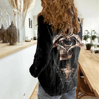 Reaper Heart Women Casual Shirt Eternal Embrace - Uniting Souls in the Realm of Skulls - Wonder Print Shop