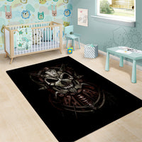 Unveiling the Mechanical Skull Area Rug Cybernetic Enigma - Wonder Print Shop