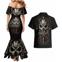 Unveiling the Mechanical Skull Couples Matching Mermaid Dress And Hawaiian Shirt Cybernetic Enigma - Wonder Print Shop