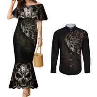 Unveiling the Mechanical Skull Couples Matching Mermaid Dress and Long Sleeve Button Shirts Cybernetic Enigma DT01