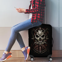 Unveiling the Mechanical Skull Luggage Cover Cybernetic Enigma - Wonder Print Shop
