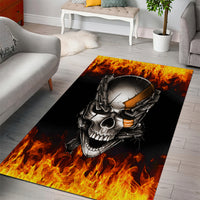 Metal Skull Area Rug Infernal Chains in Fiery Abyss - Wonder Print Shop