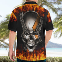 Metal Skull Hawaiian Shirt Infernal Chains in Fiery Abyss - Wonder Print Shop