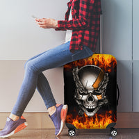 Metal Skull Luggage Cover Infernal Chains in Fiery Abyss - Wonder Print Shop