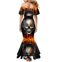 Metal Skull Mermaid Dress Infernal Chains in Fiery Abyss - Wonder Print Shop