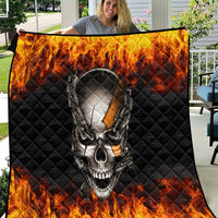 Metal Skull Quilt Infernal Chains in Fiery Abyss - Wonder Print Shop