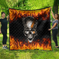Metal Skull Quilt Infernal Chains in Fiery Abyss - Wonder Print Shop