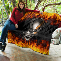 Metal Skull Quilt Infernal Chains in Fiery Abyss - Wonder Print Shop