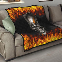 Metal Skull Quilt Infernal Chains in Fiery Abyss - Wonder Print Shop