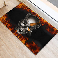 Metal Skull Rubber Doormat Infernal Chains in Fiery Abyss - Wonder Print Shop