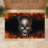 Metal Skull Rubber Doormat Infernal Chains in Fiery Abyss - Wonder Print Shop