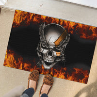 Metal Skull Rubber Doormat Infernal Chains in Fiery Abyss - Wonder Print Shop