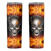 Metal Skull Skinny Tumbler Infernal Chains in Fiery Abyss - Wonder Print Shop