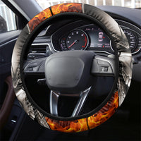 Metal Skull Steering Wheel Cover Infernal Chains in Fiery Abyss - Wonder Print Shop