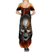 Metal Skull Summer Maxi Dress Infernal Chains in Fiery Abyss - Wonder Print Shop