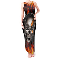 Metal Skull Tank Maxi Dress Infernal Chains in Fiery Abyss - Wonder Print Shop