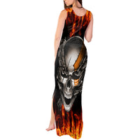 Metal Skull Tank Maxi Dress Infernal Chains in Fiery Abyss - Wonder Print Shop