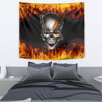 Metal Skull Tapestry Infernal Chains in Fiery Abyss - Wonder Print Shop