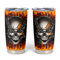 Metal Skull Tumbler Cup Infernal Chains in Fiery Abyss - Wonder Print Shop