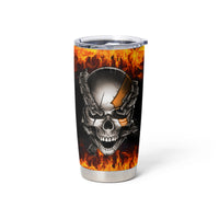 Metal Skull Tumbler Cup Infernal Chains in Fiery Abyss - Wonder Print Shop