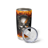Metal Skull Tumbler Cup Infernal Chains in Fiery Abyss - Wonder Print Shop