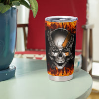 Metal Skull Tumbler Cup Infernal Chains in Fiery Abyss - Wonder Print Shop