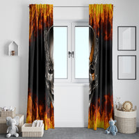 Metal Skull Window Curtain Infernal Chains in Fiery Abyss - Wonder Print Shop