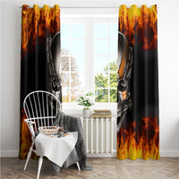 Metal Skull Window Curtain Infernal Chains in Fiery Abyss - Wonder Print Shop
