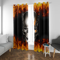 Metal Skull Window Curtain Infernal Chains in Fiery Abyss - Wonder Print Shop
