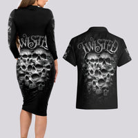 Skull Couples Matching Long Sleeve Bodycon Dress and Hawaiian Shirt Twisted Head Skull - Wonder Print Shop