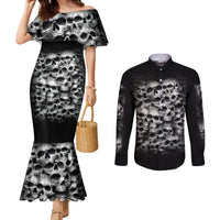 Skull Couples Matching Mermaid Dress and Long Sleeve Button Shirts Twisted Head Skull DT01