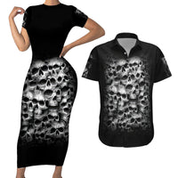Skull Couples Matching Short Sleeve Bodycon Dress and Hawaiian Shirt Twisted Head Skull - Wonder Print Shop