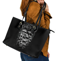 Skull Leather Tote Bag Twisted Head Skull - Wonder Print Shop
