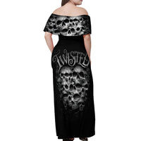 Skull Off Shoulder Maxi Dress Twisted Head Skull - Wonder Print Shop