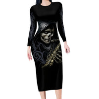 Skull Long Sleeve Bodycon Dress Musician Of Death - Wonder Print Shop