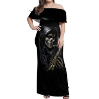 Skull Off Shoulder Maxi Dress Musician Of Death - Wonder Print Shop