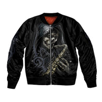 Skull Sleeve Zip Bomber Jacket Musician Of Death - Wonder Print Shop