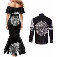 Skull Couples Matching Mermaid Dress and Long Sleeve Button Shirts Chief Skeleton DT01