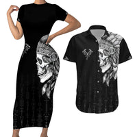 Skull Couples Matching Short Sleeve Bodycon Dress and Hawaiian Shirt Chief Skeleton - Wonder Print Shop