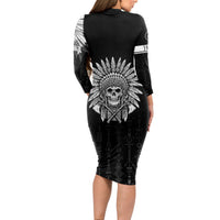 Skull Long Sleeve Bodycon Dress Chief Skeleton - Wonder Print Shop