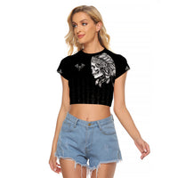 Skull Raglan Cropped T Shirt Chief Skeleton - Wonder Print Shop