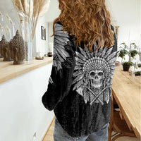 Skull Women Casual Shirt Chief Skeleton - Wonder Print Shop